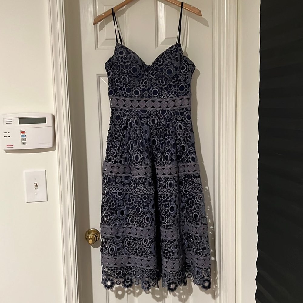 Self Portrait Blue Lace Midi Dress